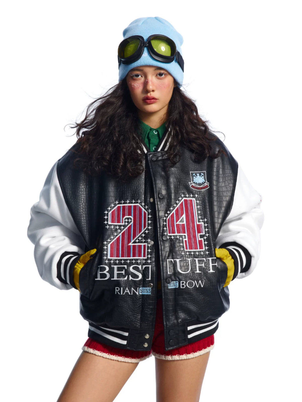 CROCODILE PRINT BASEBALL JACKET