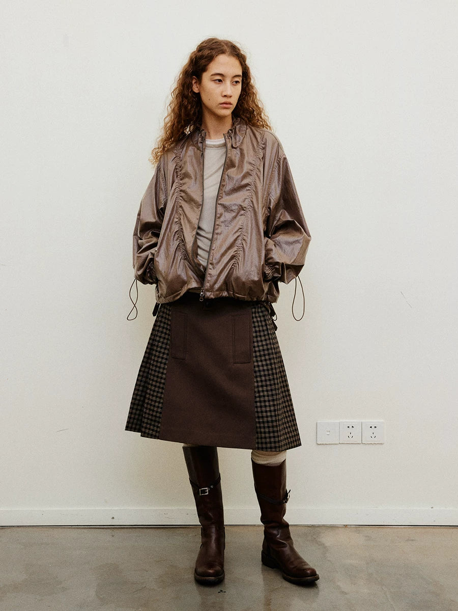 Harness Panel Wool Midi Skirt in Black Ink or Brown