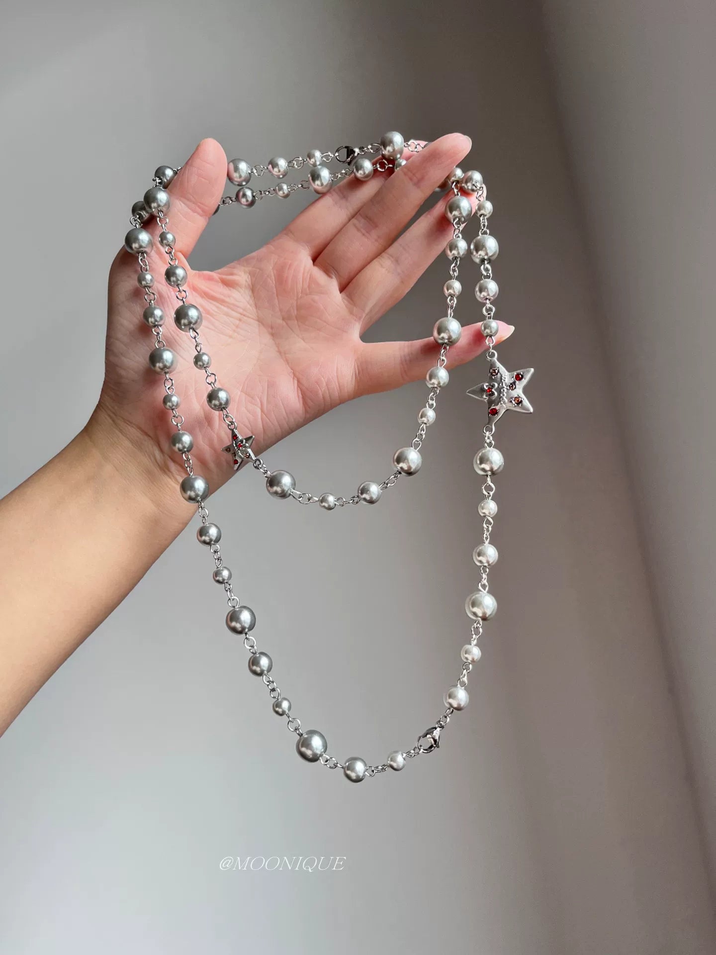LAYERED PEARL STAR NECKLACE