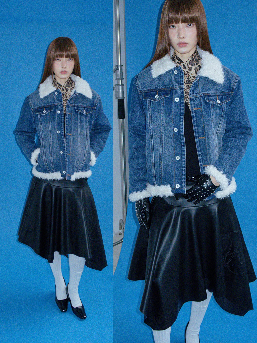FUNKYFUN | VINTAGE DENIM JACKET WITH BOA COLLAR【ID:TN00193】