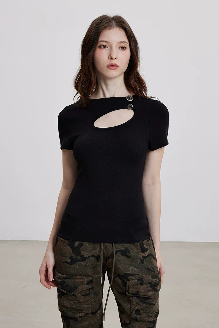 Ellipse Cut-Out Chrome Button Top