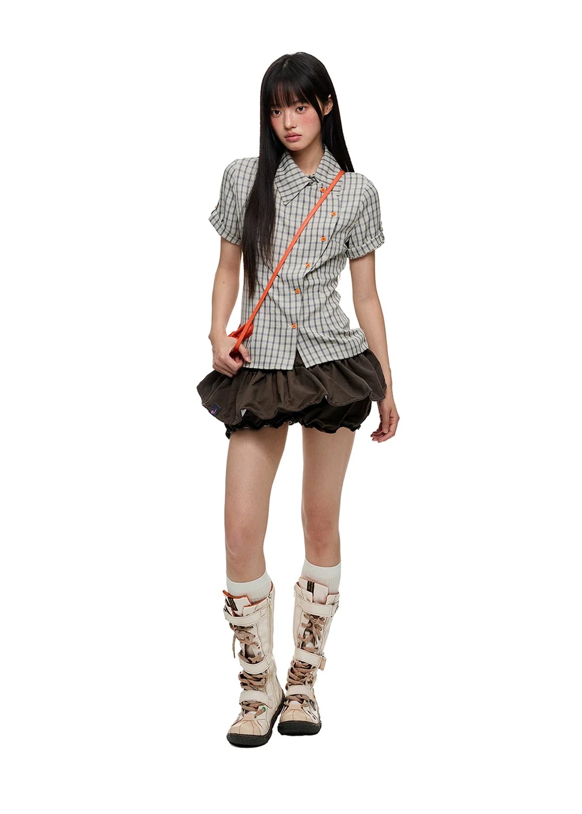 Asymmetric Check Tailored Shirt