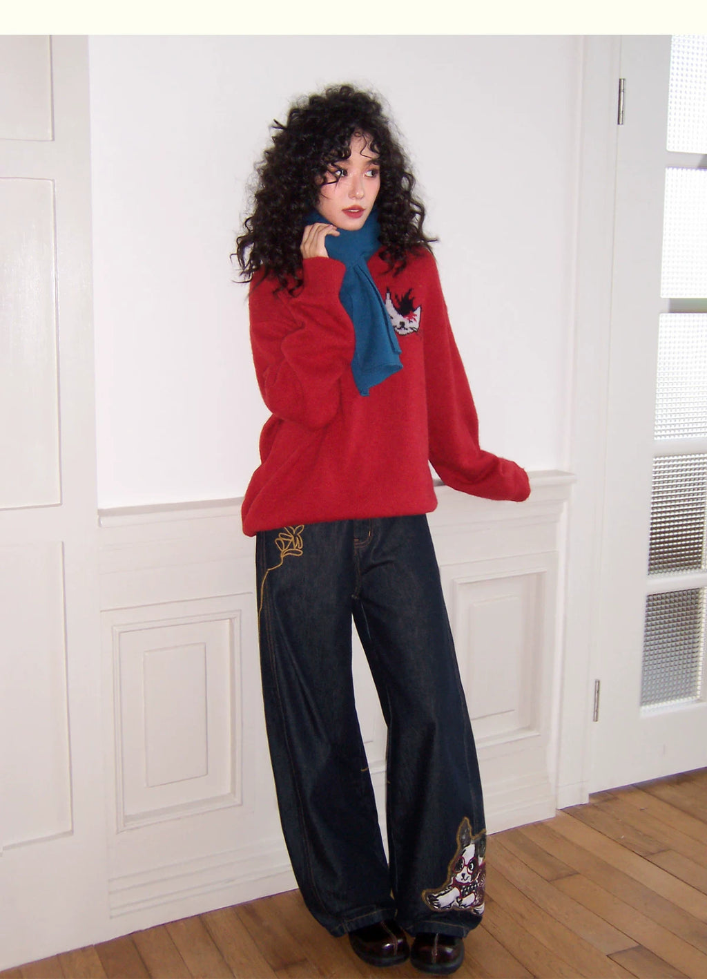 化学少女 | ELASTIC DENIM WIDE LEG PANTS【ID:TN00149】