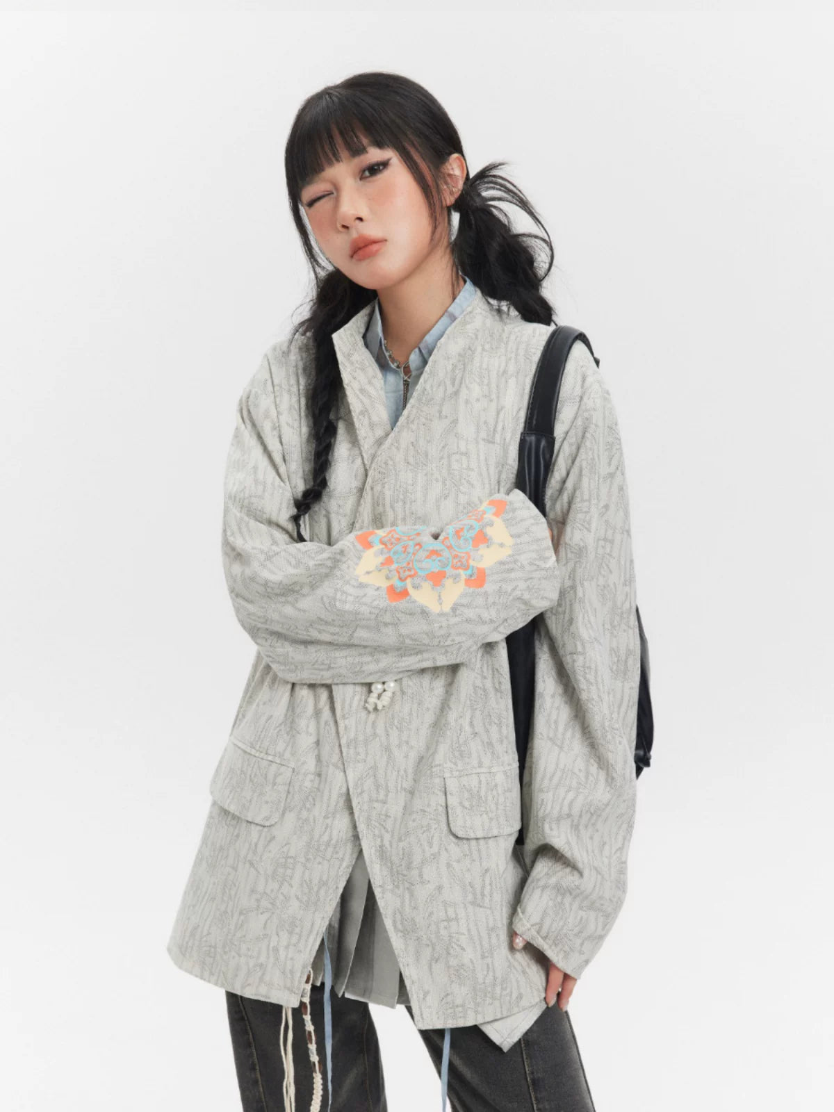IRREGULAR LAPEL BUTTONED SUIT JACKET