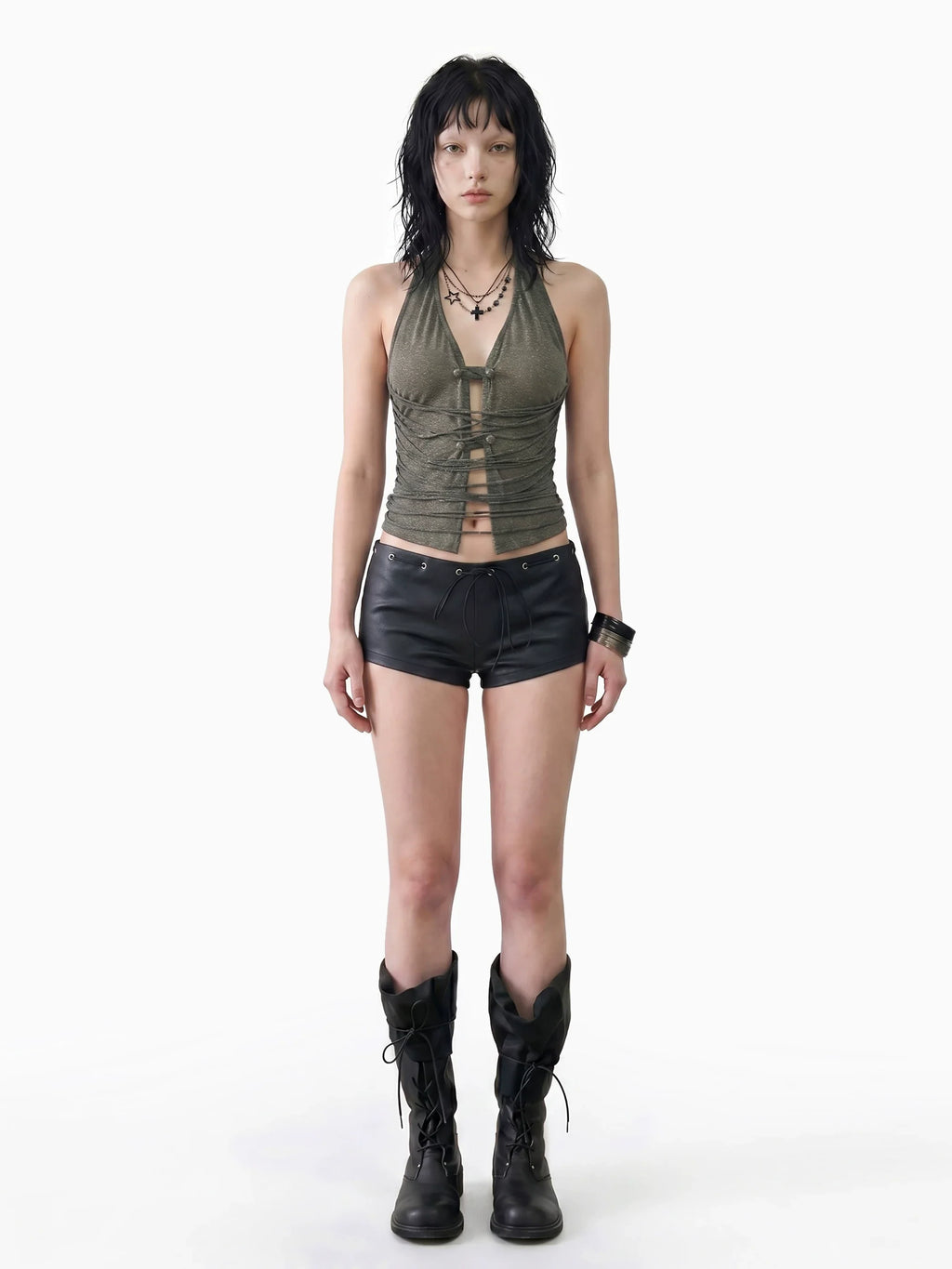 Ashen Ruche Halter Top