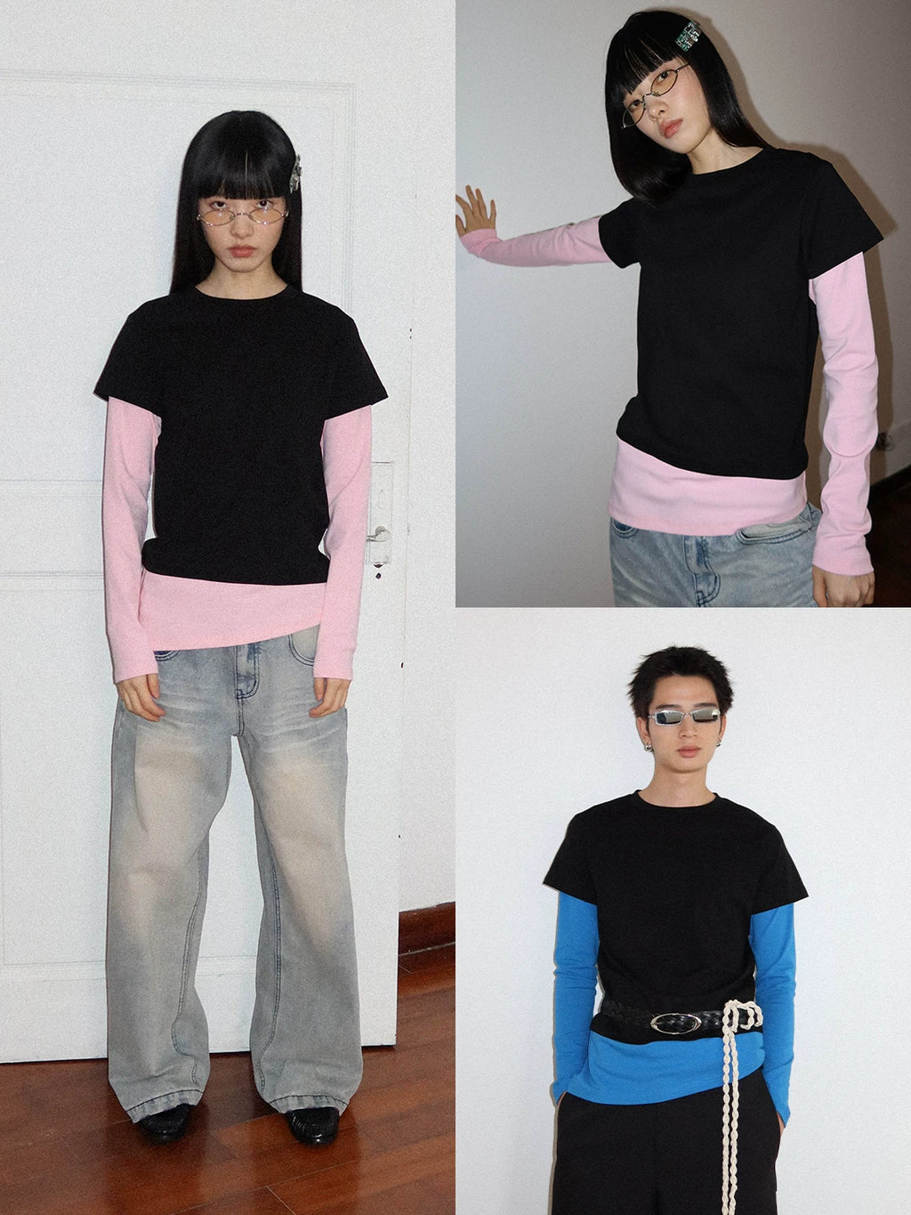 FUNKYFUN | COLOR CLASH LONG SLEEVE TEE【ID:TN00173】