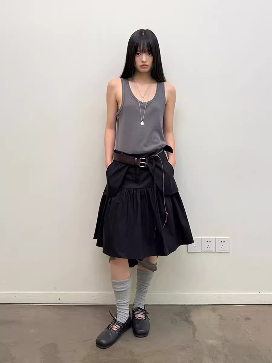Antwerp Six Vector Foldline Skirt in Champagne Beige or Black Ink