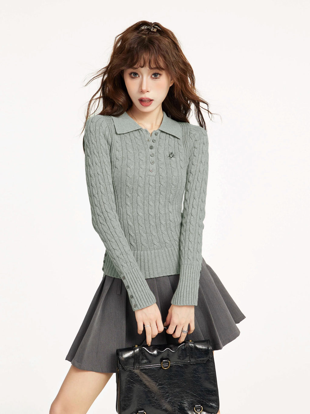 SLIM KNIT POLO SWEATER