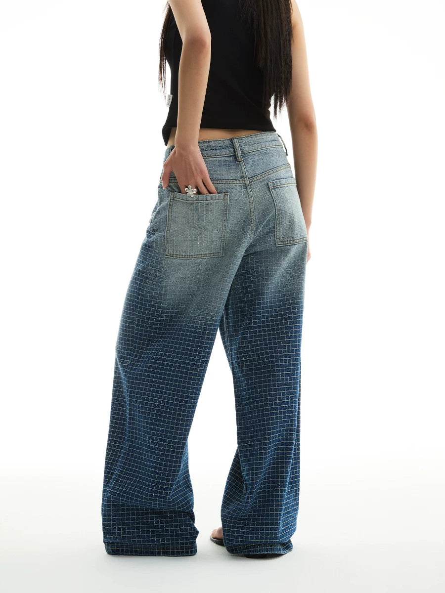 FUNKYFUN | GRADIENT BLUE STRAIGHT LEG JEANS【ID:TN00169】