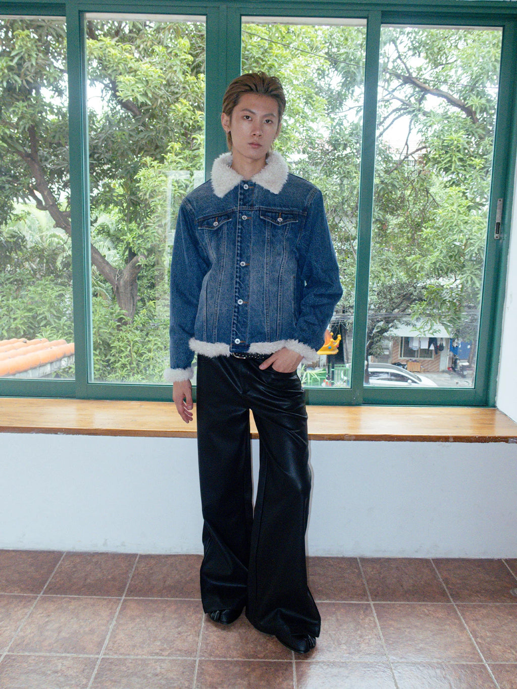 FUNKYFUN | VINTAGE DENIM JACKET WITH BOA COLLAR【ID:TN00193】