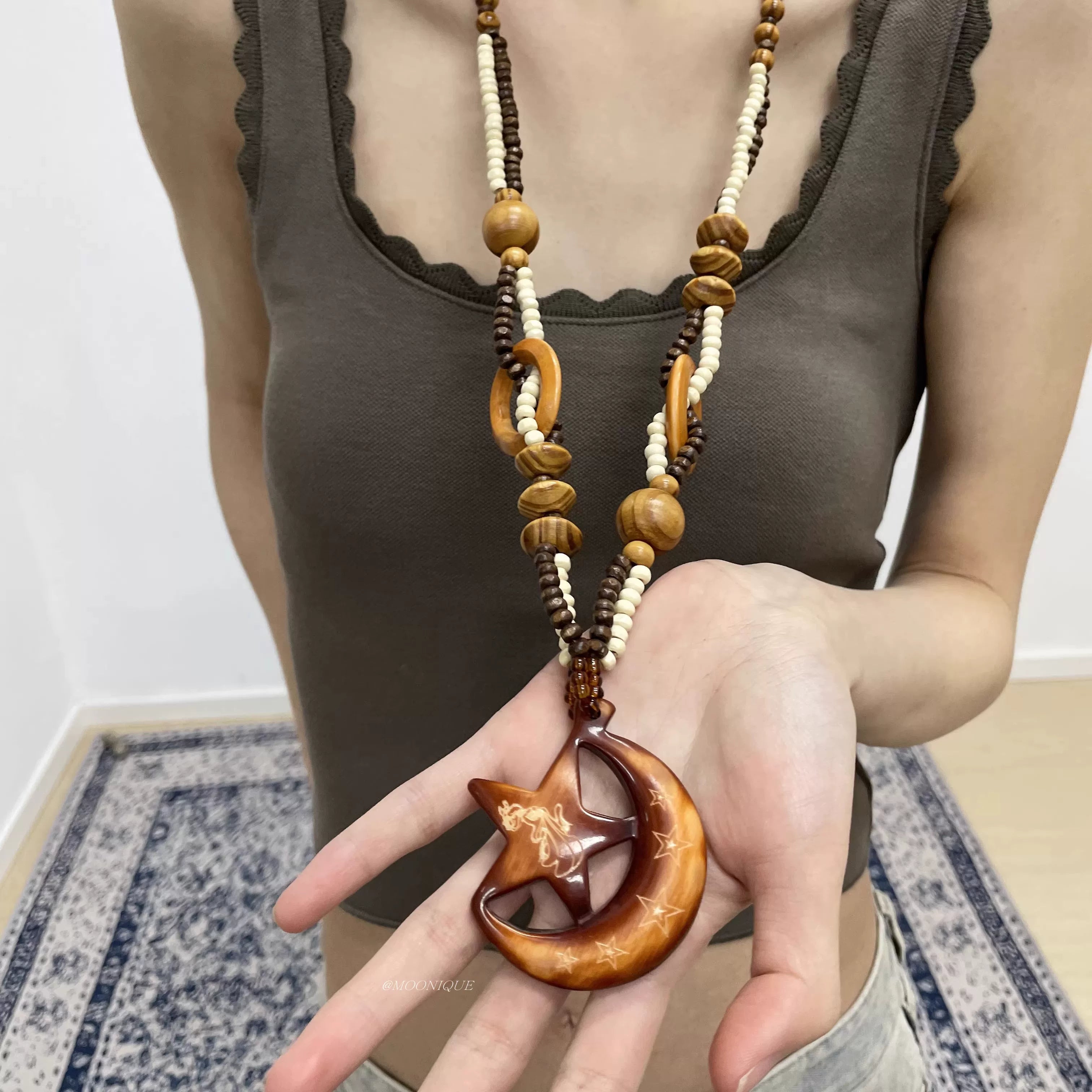 BOHEMIAN WOODEN STAR NECKLACE