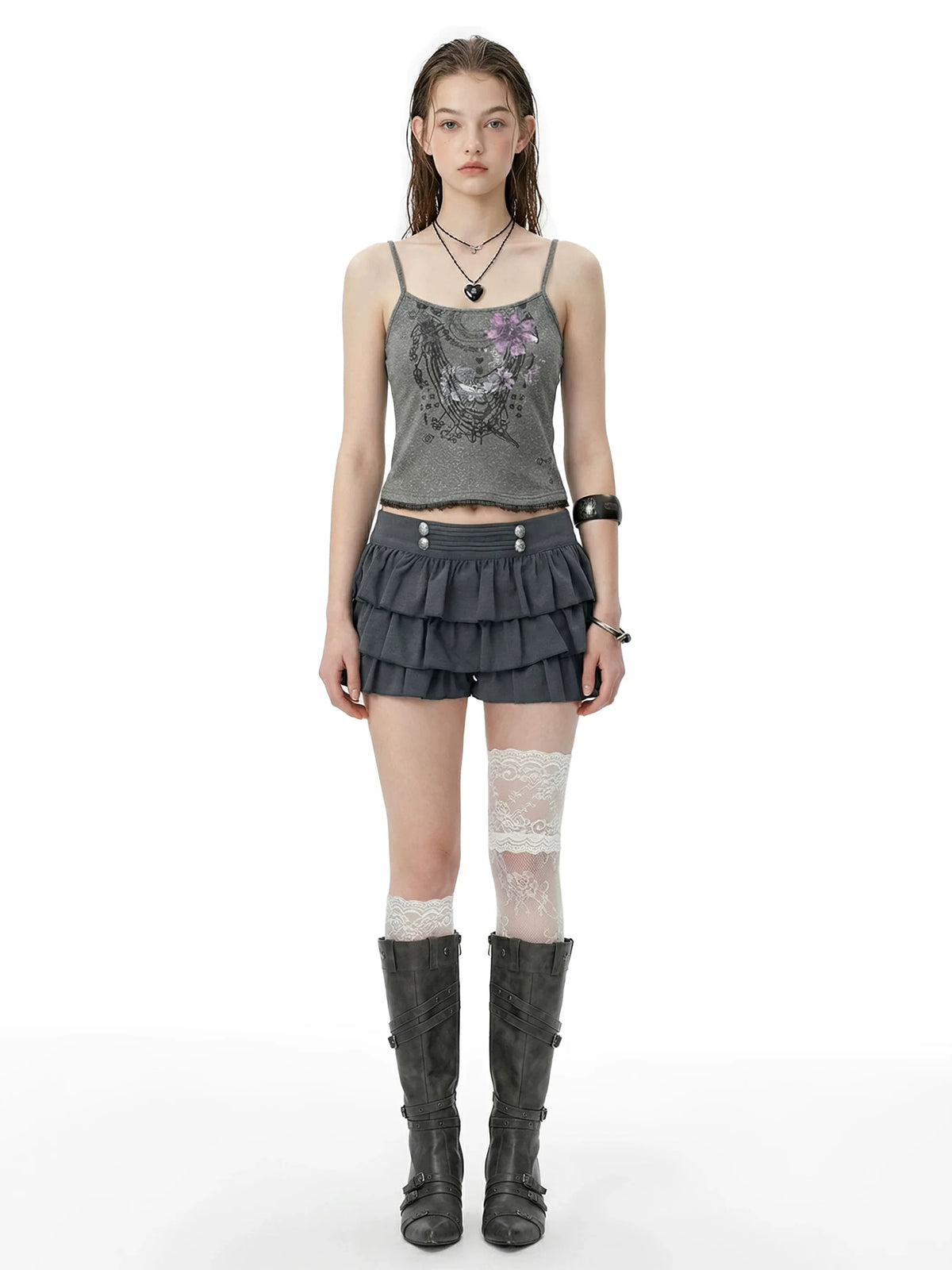 Tiered Ruffle Micro Shorts