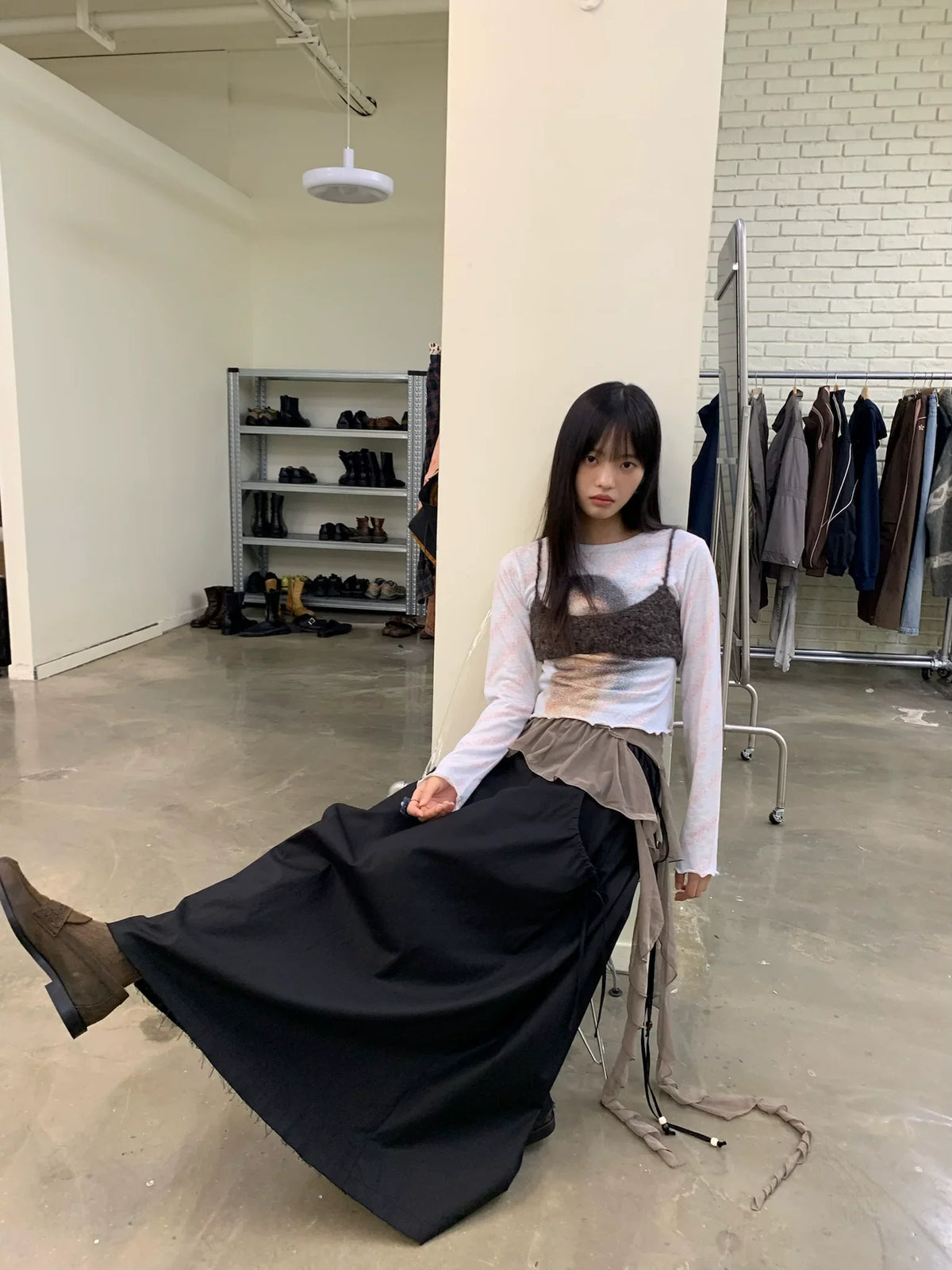 Veil Portrait Lettuce Hem Long-Sleeve