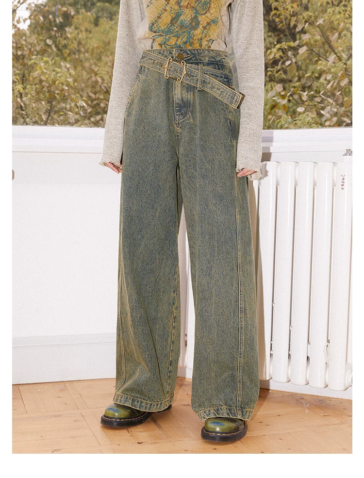 化学少女 | VINTAGE HIGH-WAISTED DRAPE JEANS【ID:TN00165】