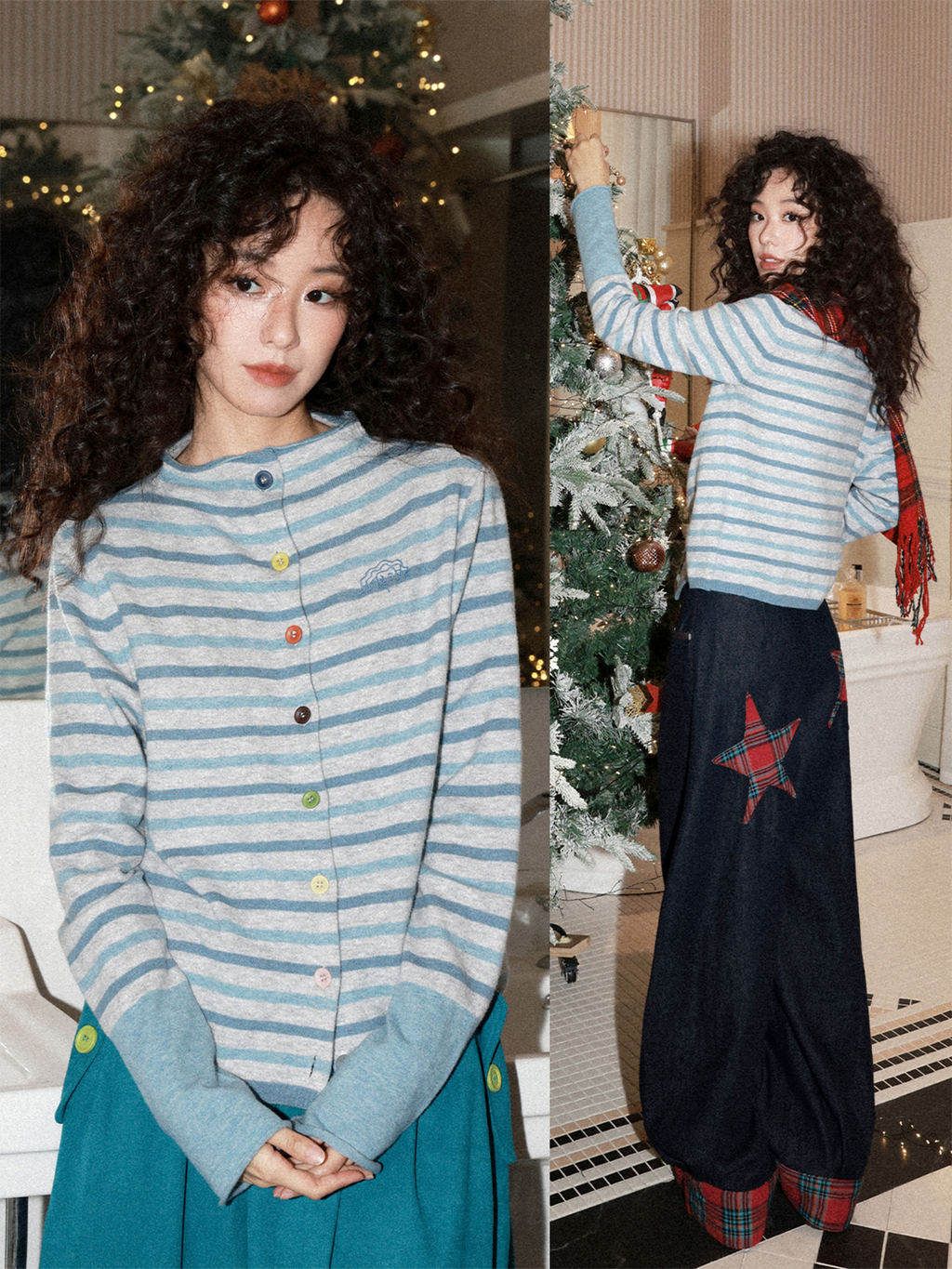 化学少女 | STRIPED CARDIGAN WITH SWEATER【ID:TN00154】