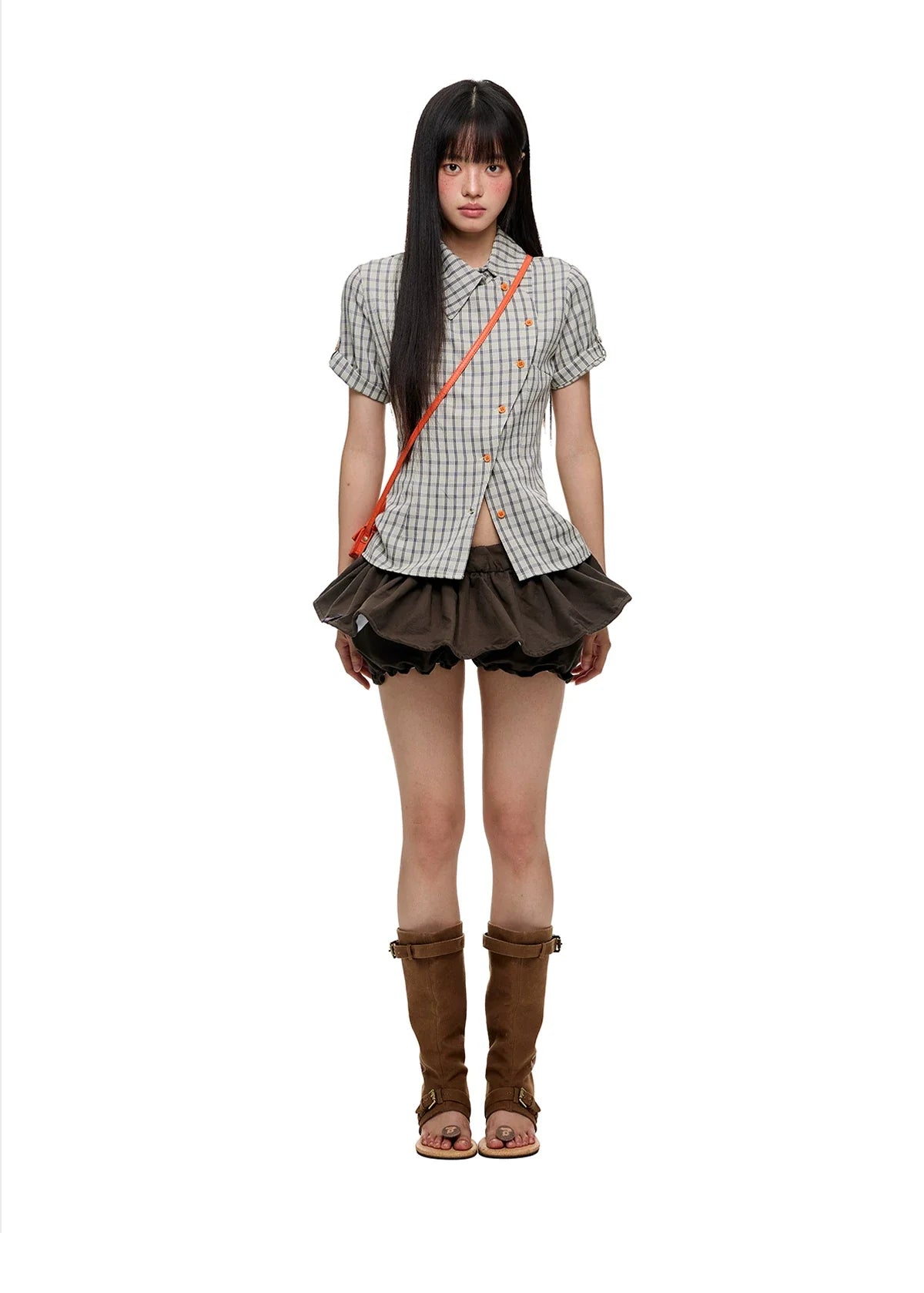 Asymmetric Check Tailored Shirt