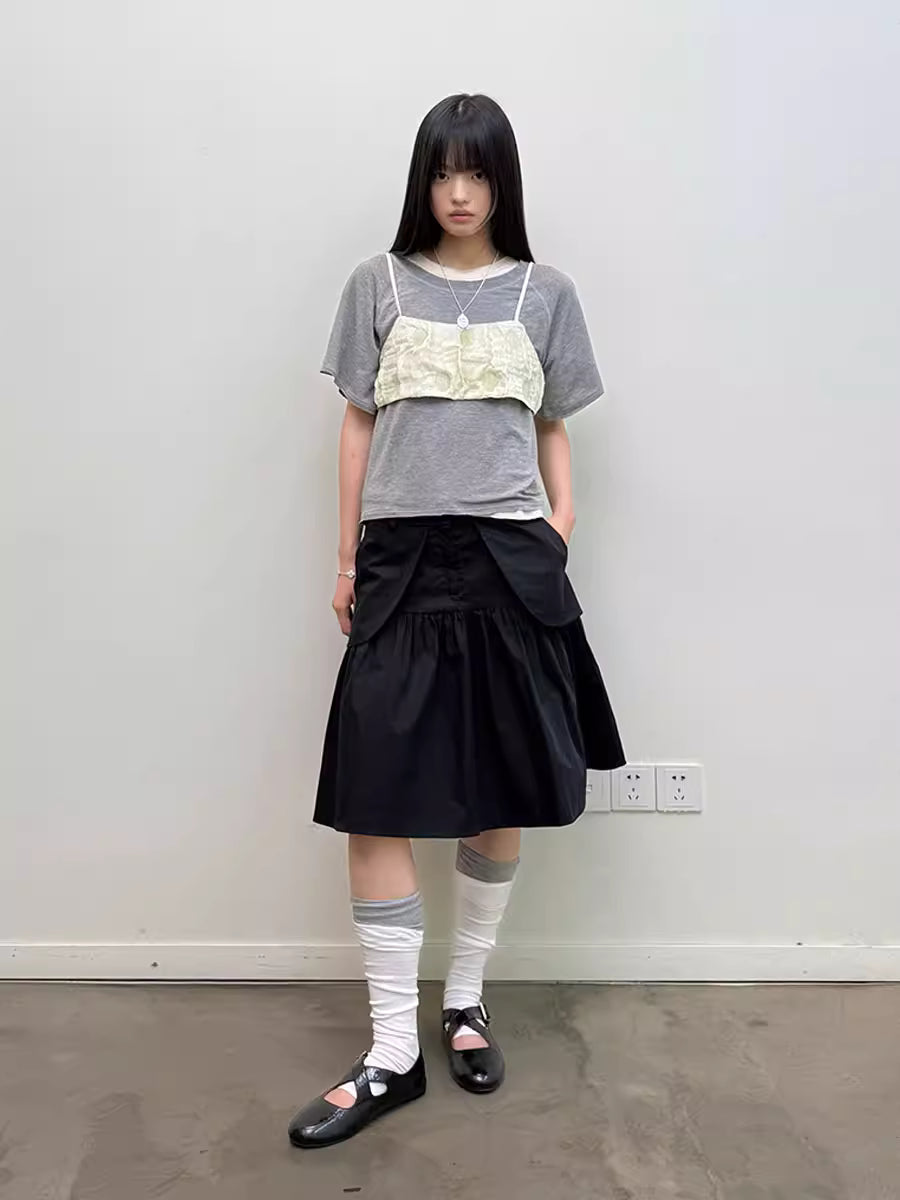 Antwerp Six Vector Foldline Skirt in Champagne Beige or Black Ink