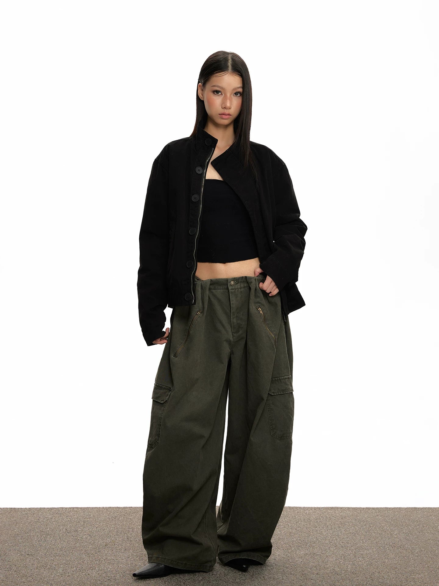 VINTAGE LOW WAIST WIDE LEG PANTS