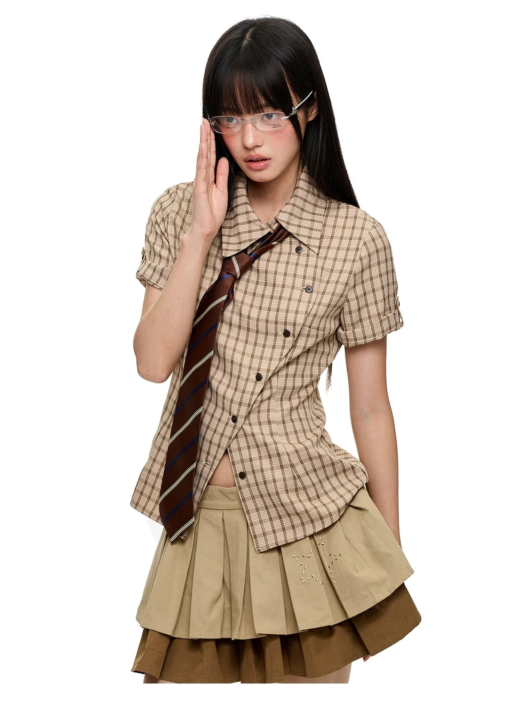 Asymmetric Check Tailored Shirt