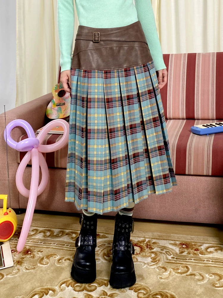 化学少女 | VINTAGE PATCHWORK MIDI SKIRT【ID:TN00163】
