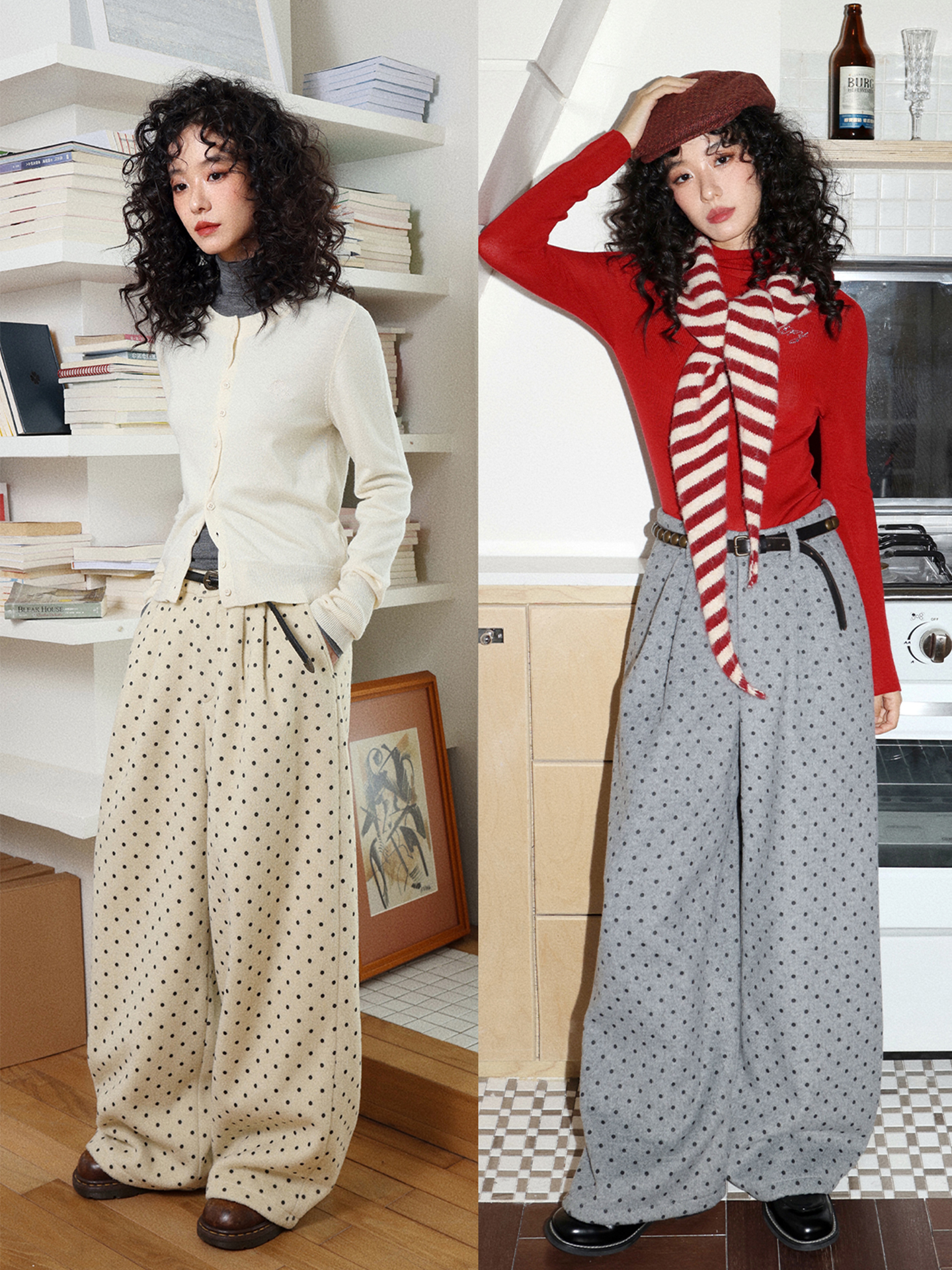 化学少女 | POLKA DOT CASUAL WOOL PANTS【ID:TN00155】