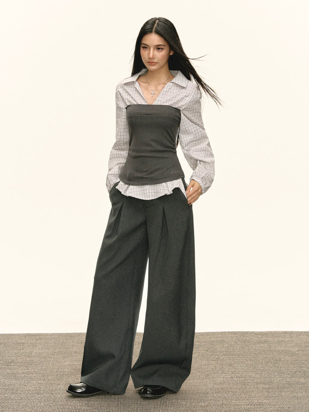 Layered Plaid Bustier Panel Top