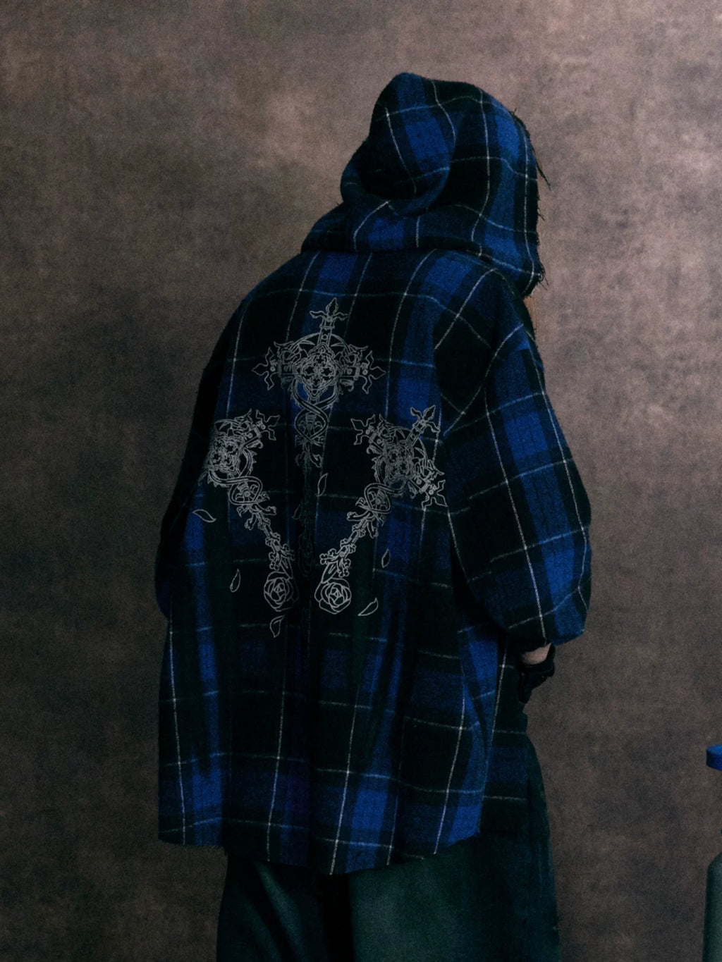 RETRO PLAID HOODED ZIP SHIRT