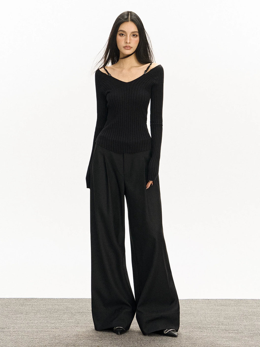 Retro Loose Wide-leg Tailored Trousers