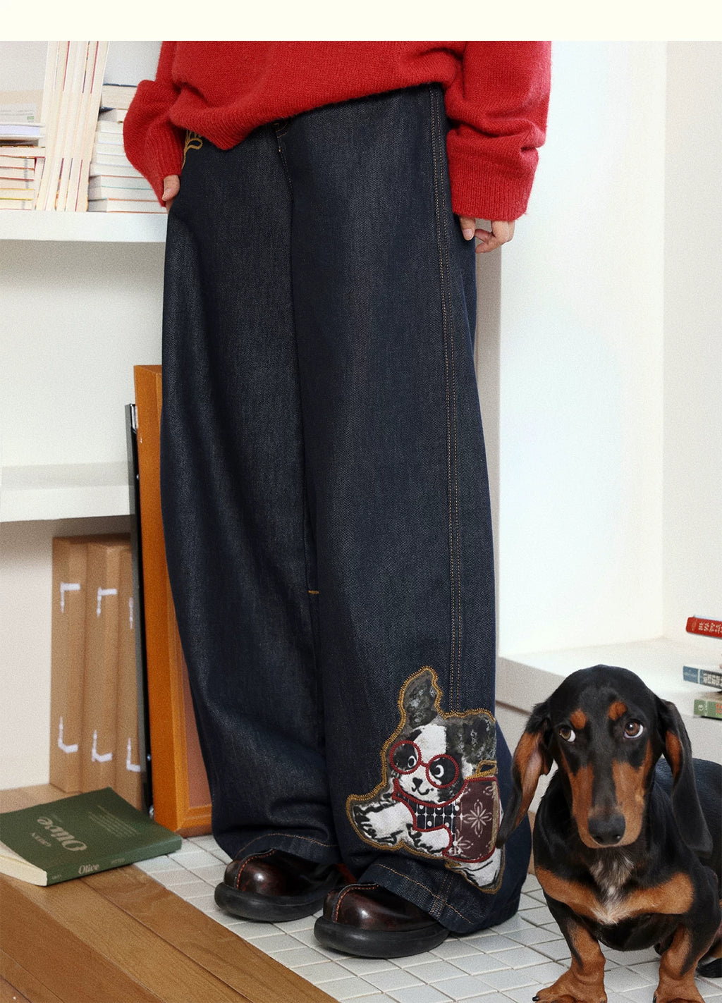 化学少女 | ELASTIC DENIM WIDE LEG PANTS【ID:TN00149】