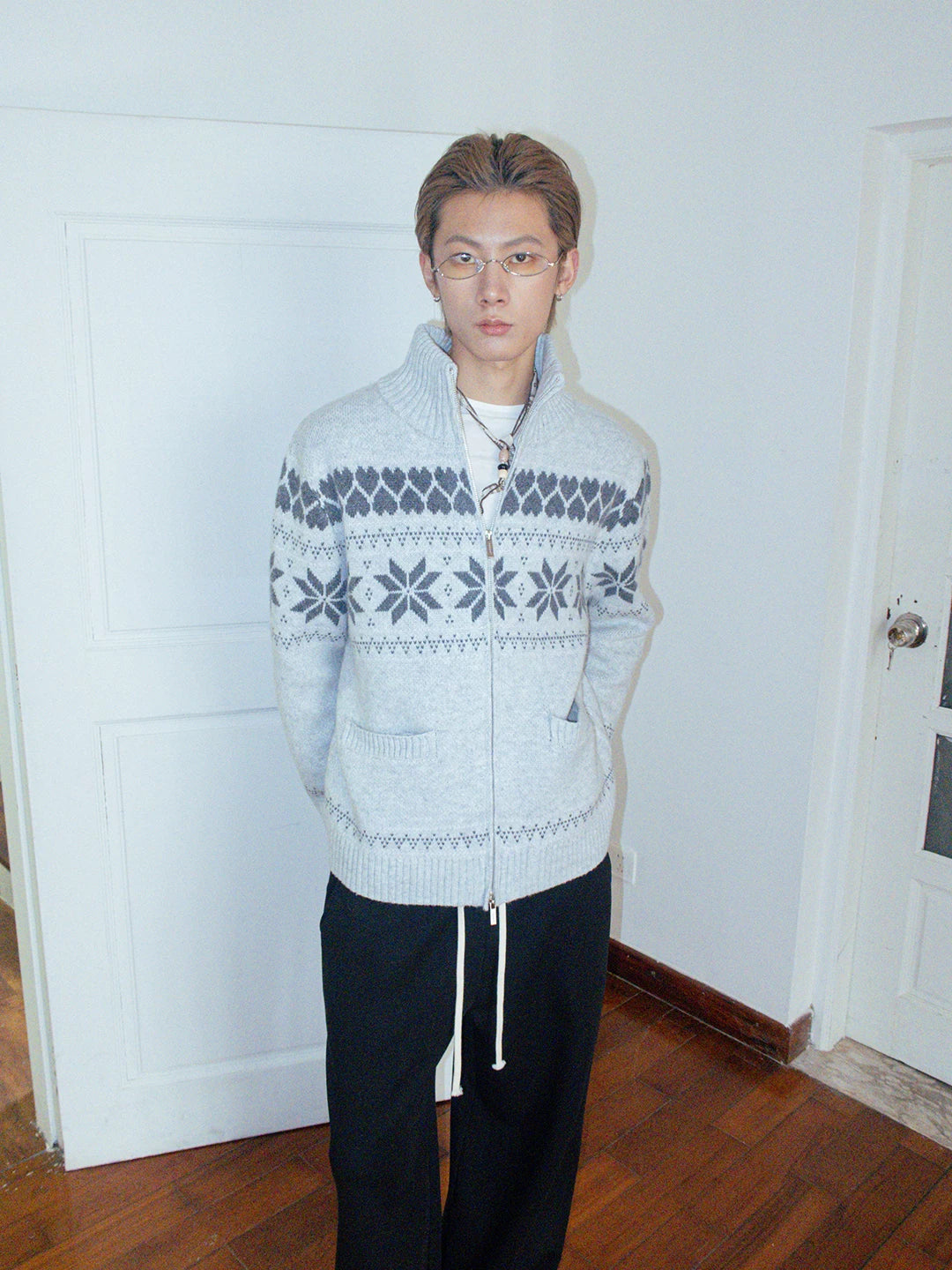 FUNKYFUN | FUNKY FAIR ISLE CARDIGAN COAT【ID:TN00187】