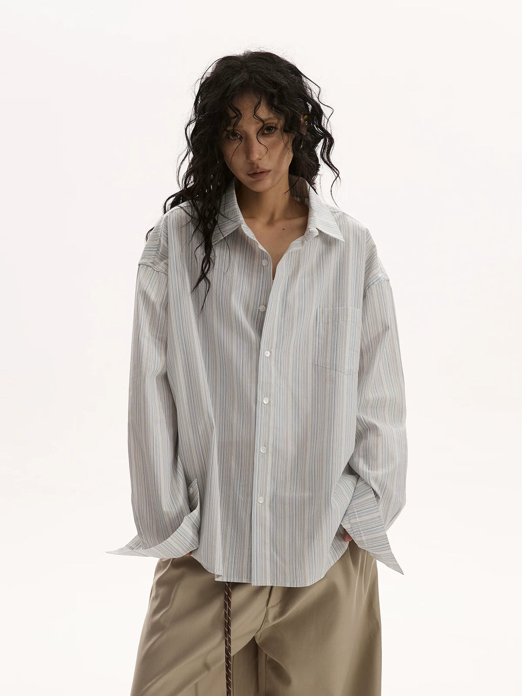 RETRO STRIPED CASUAL SHIRT JACKET