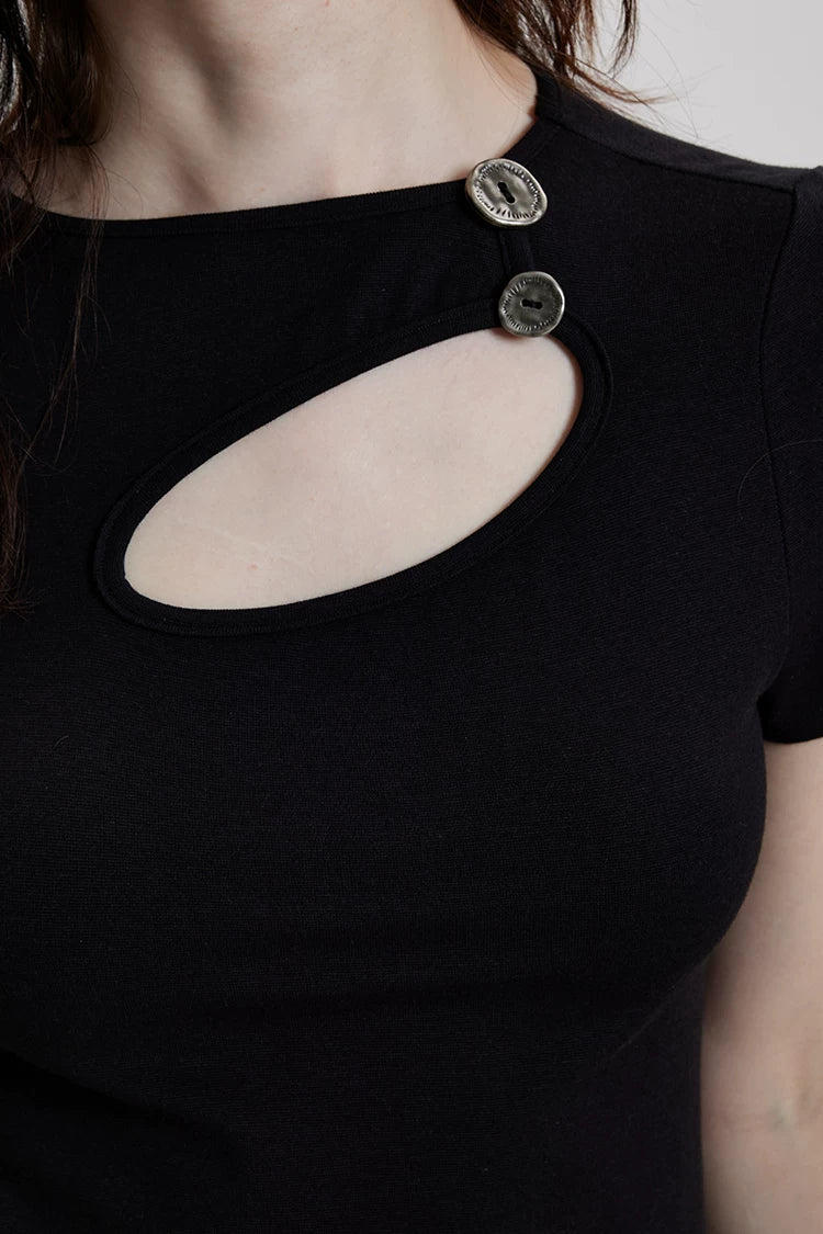 Ellipse Cut-Out Chrome Button Top