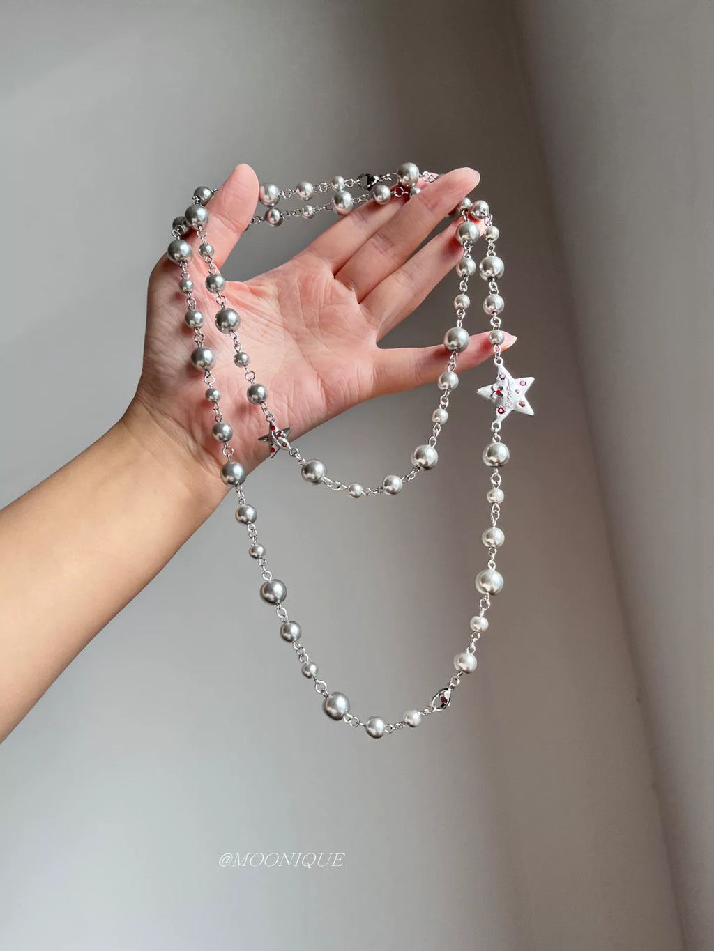 LAYERED PEARL STAR NECKLACE