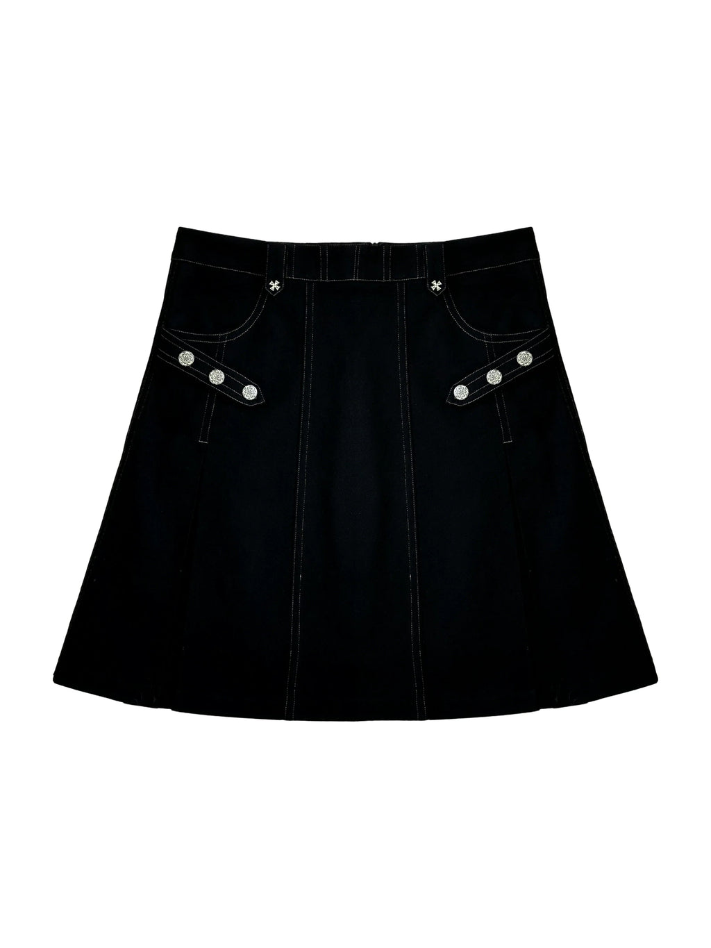 Silver Hardware Pleated Midi-Skirt