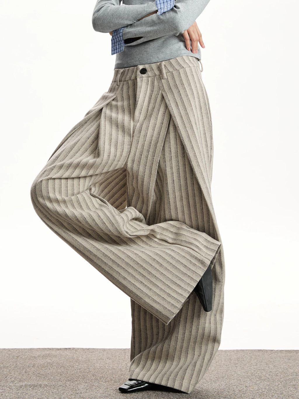 RETRO STRIPED WIDE LEG PANTS