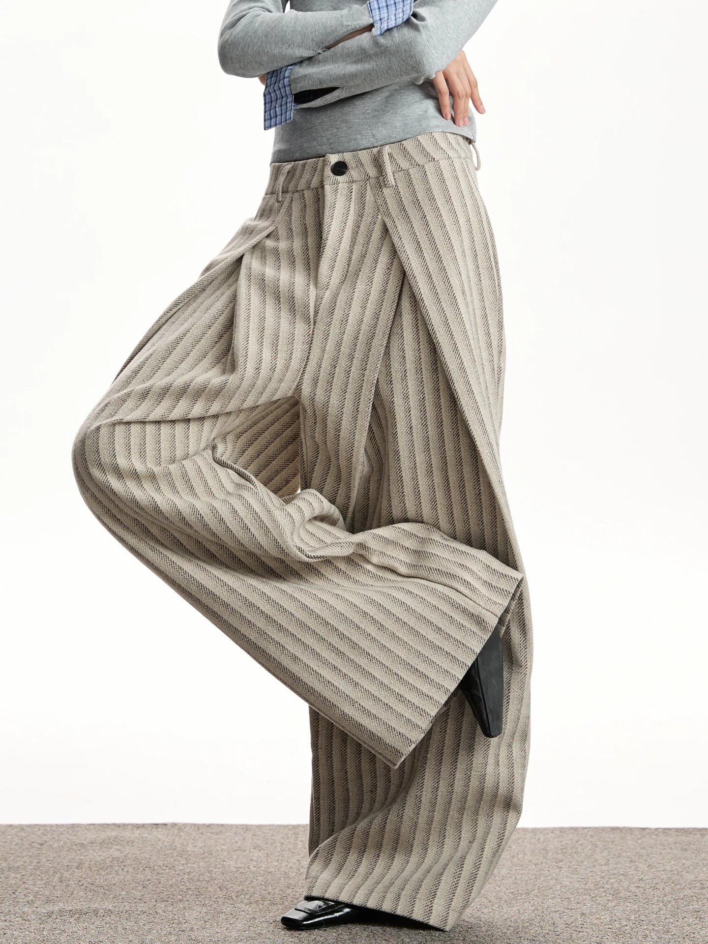 RETRO STRIPED WIDE LEG PANTS