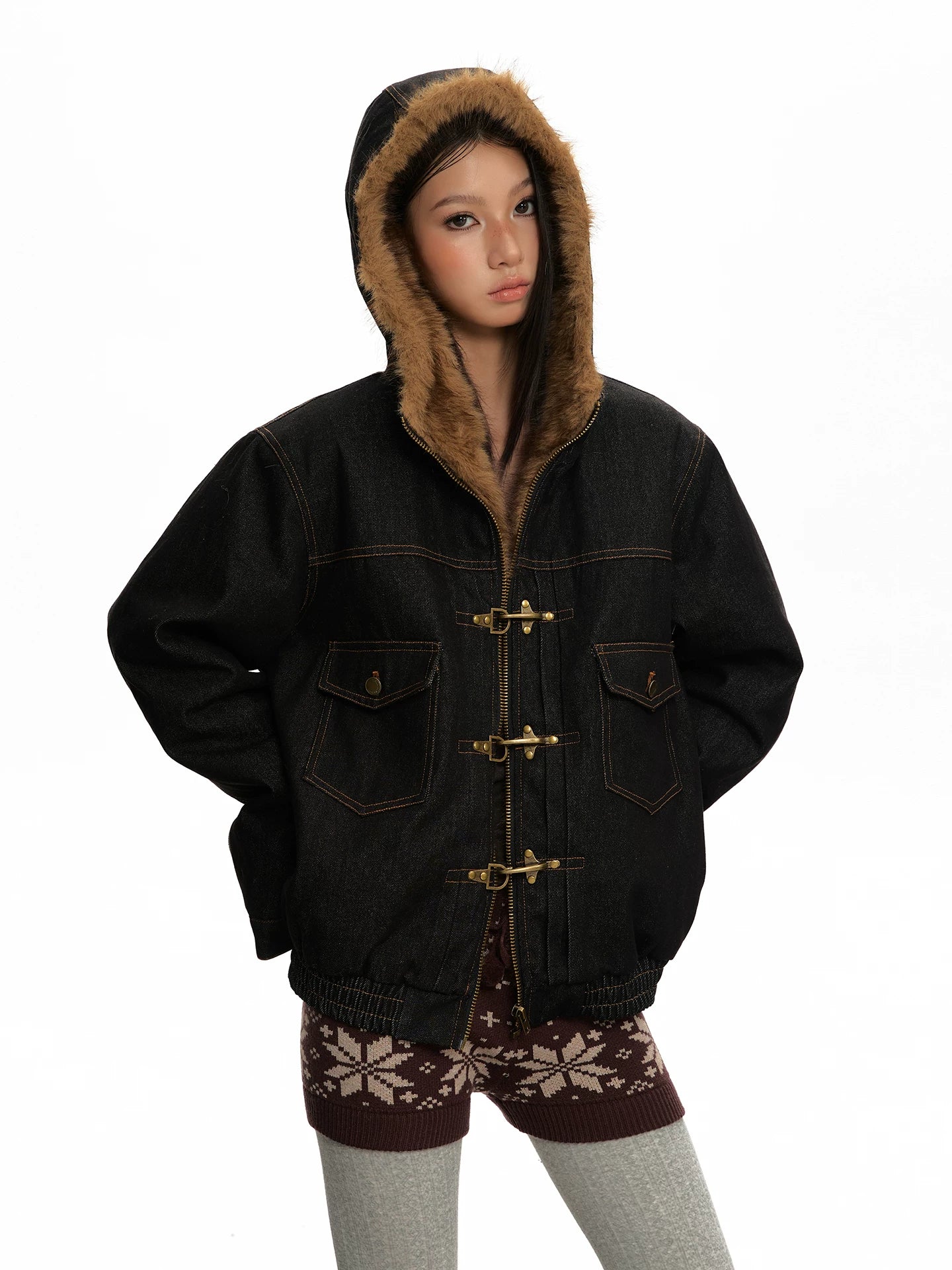RETRO HOODED DENIM JACKET