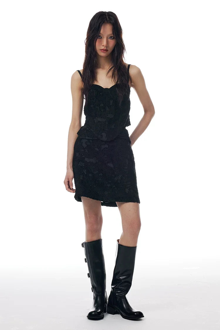 Lace Jacquard Corset & Mini Skirt Set