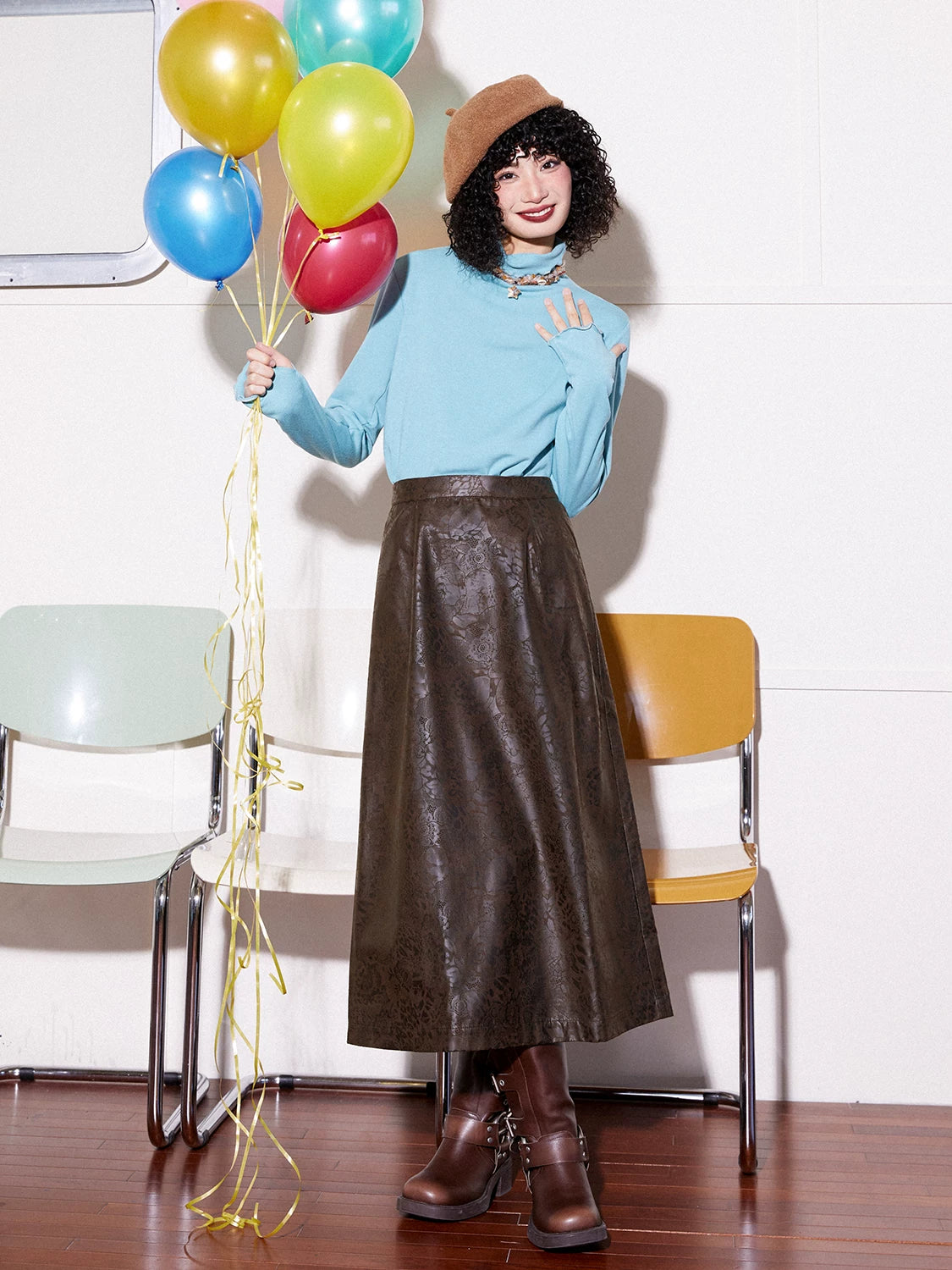 化学少女 | RETRO PRINTED A-LINE SKIRT【ID:TN00143】