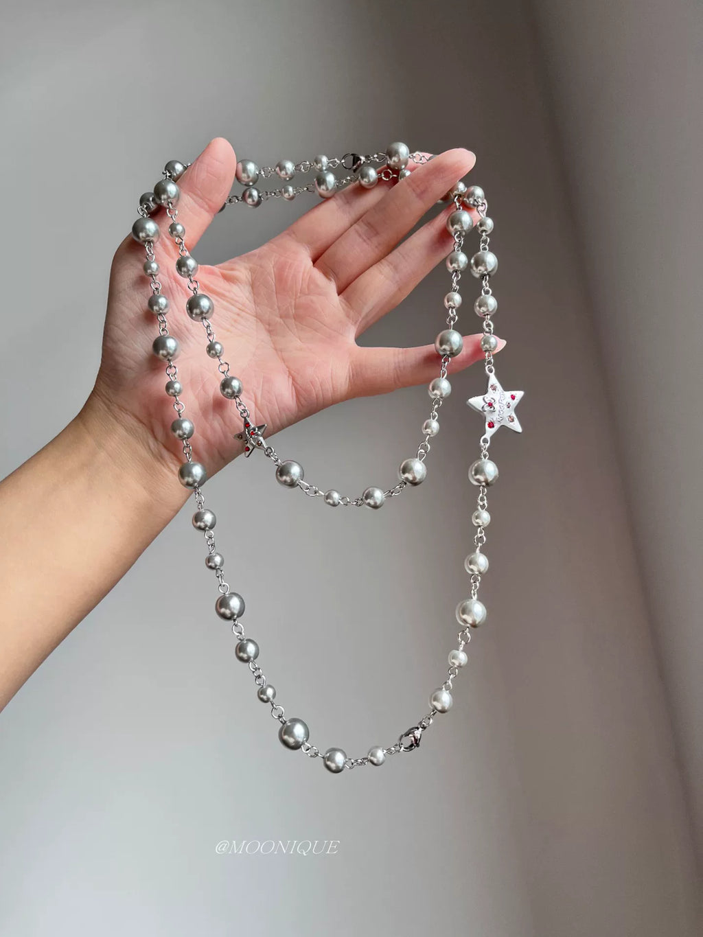 LAYERED PEARL STAR NECKLACE