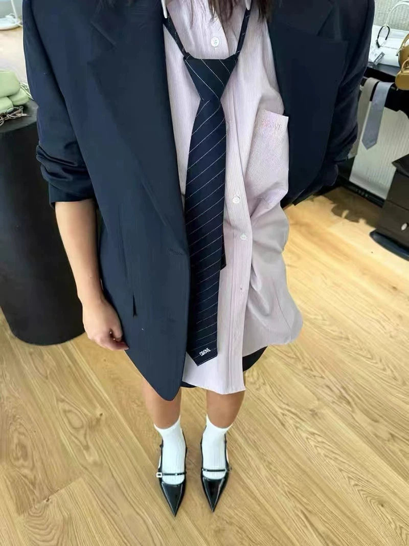 TRIA SELECT | KOREAN STYLE STRIPED TIE SHIRT【ID:TN00136】