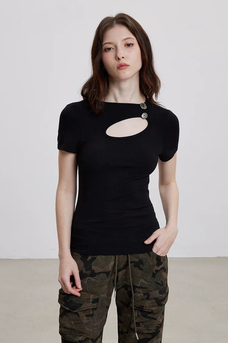 Ellipse Cut-Out Chrome Button Top