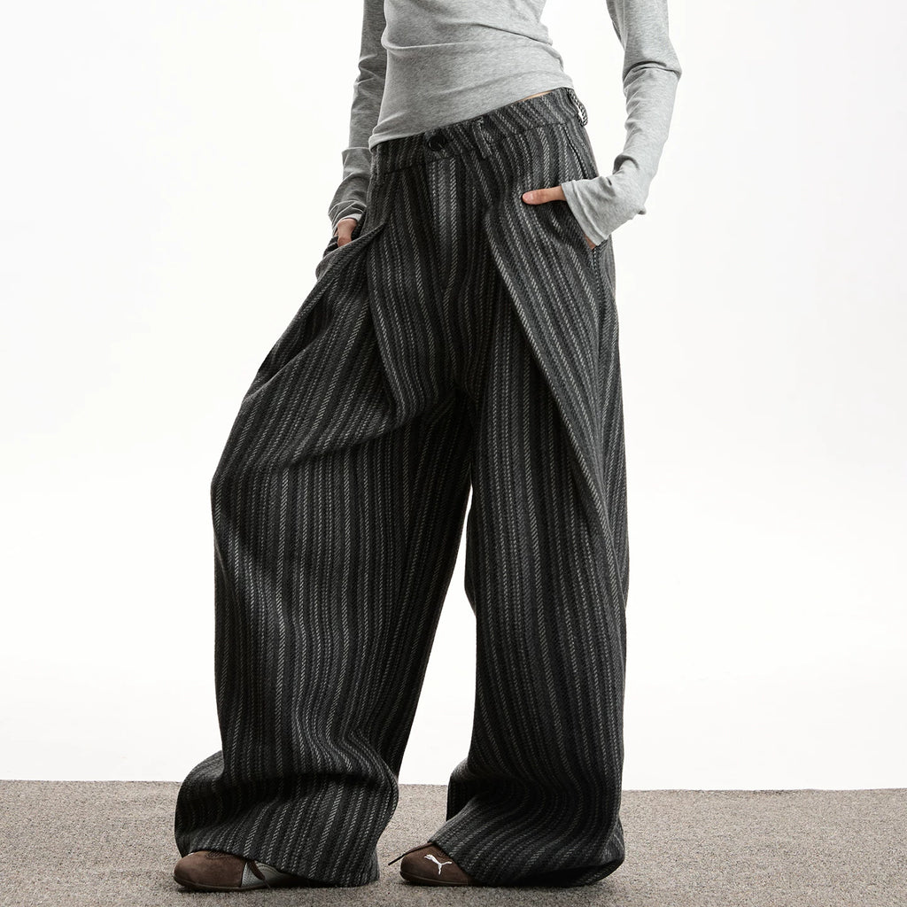 RETRO STRIPED WIDE LEG PANTS