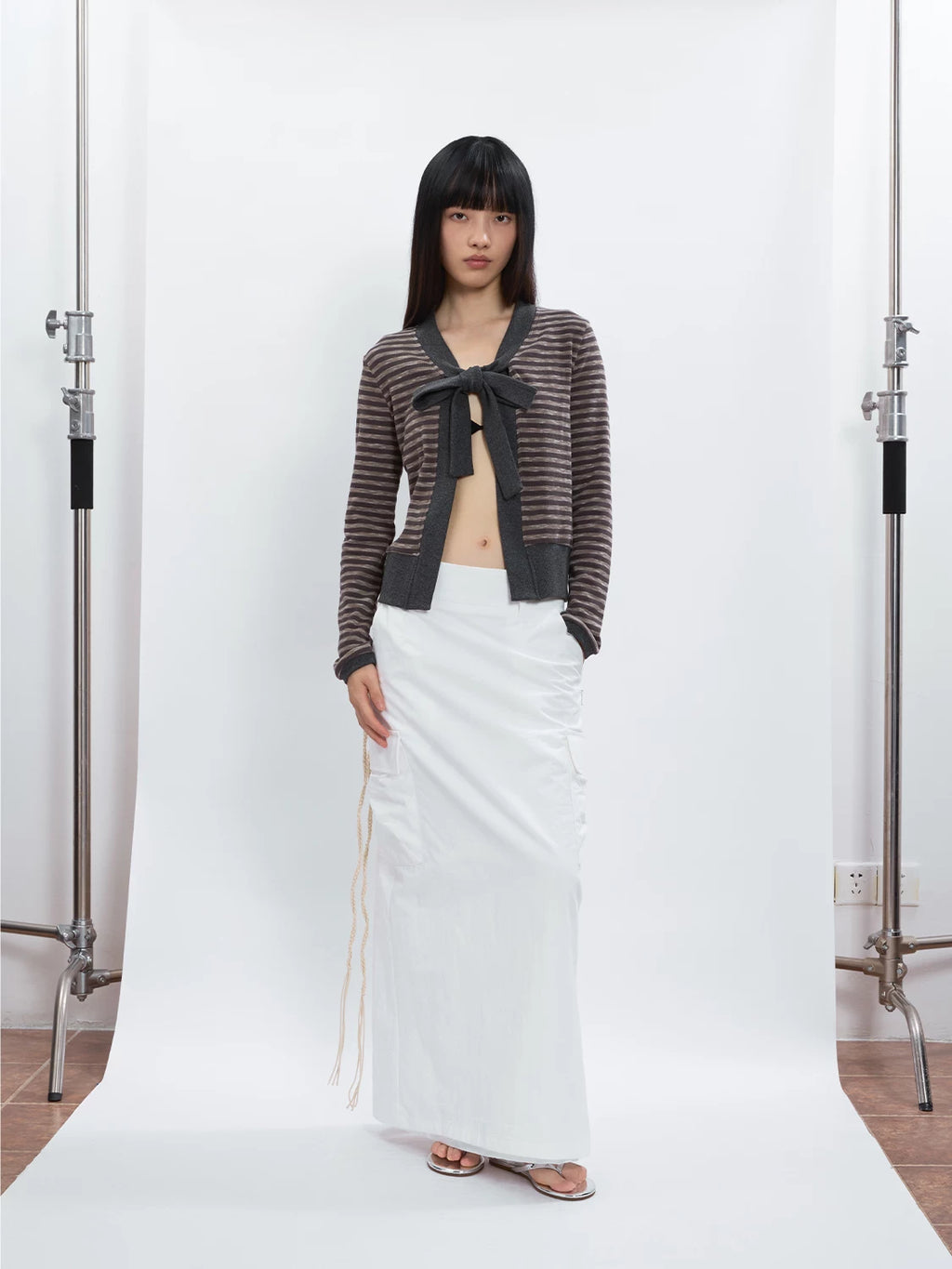 FUNKYFUN | STRIPED FLOWER KNIT CARDIGAN【ID:TN00200】