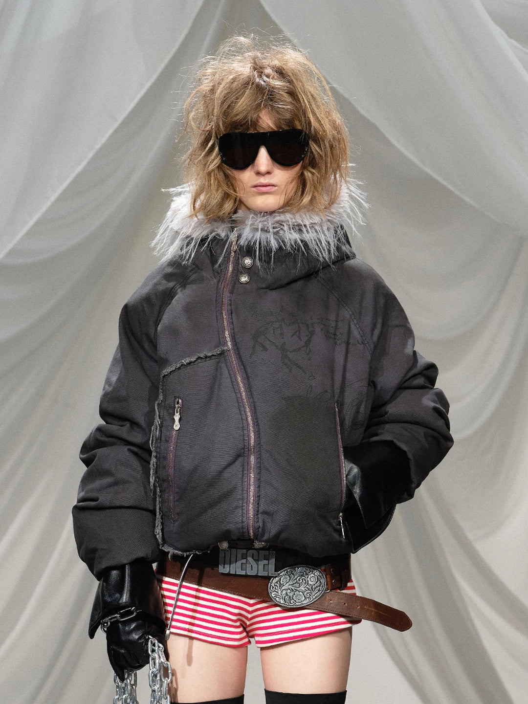 RETRO DECONSTRUCTED ZIPPER JACKET