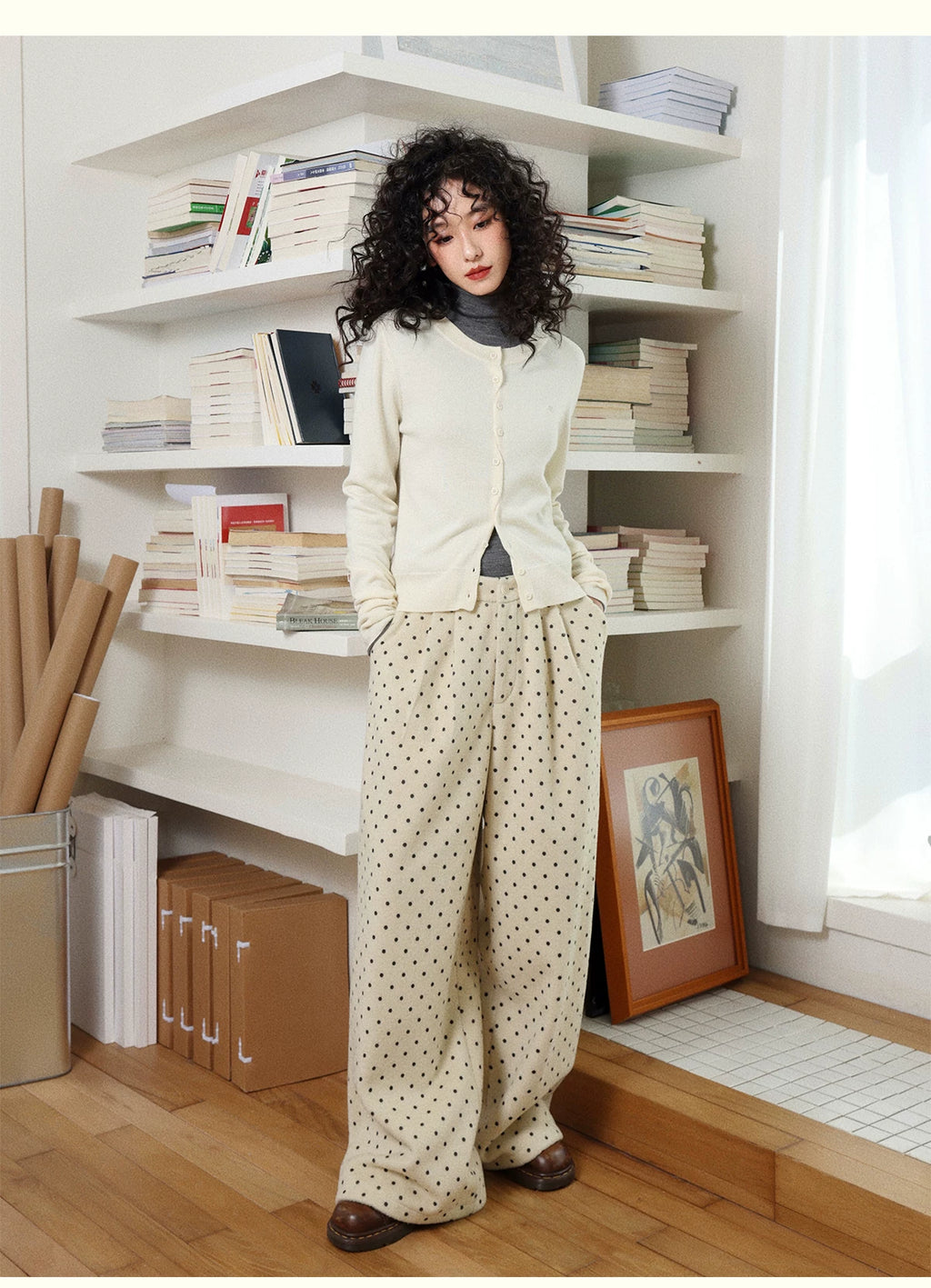 化学少女 | POLKA DOT CASUAL WOOL PANTS【ID:TN00155】