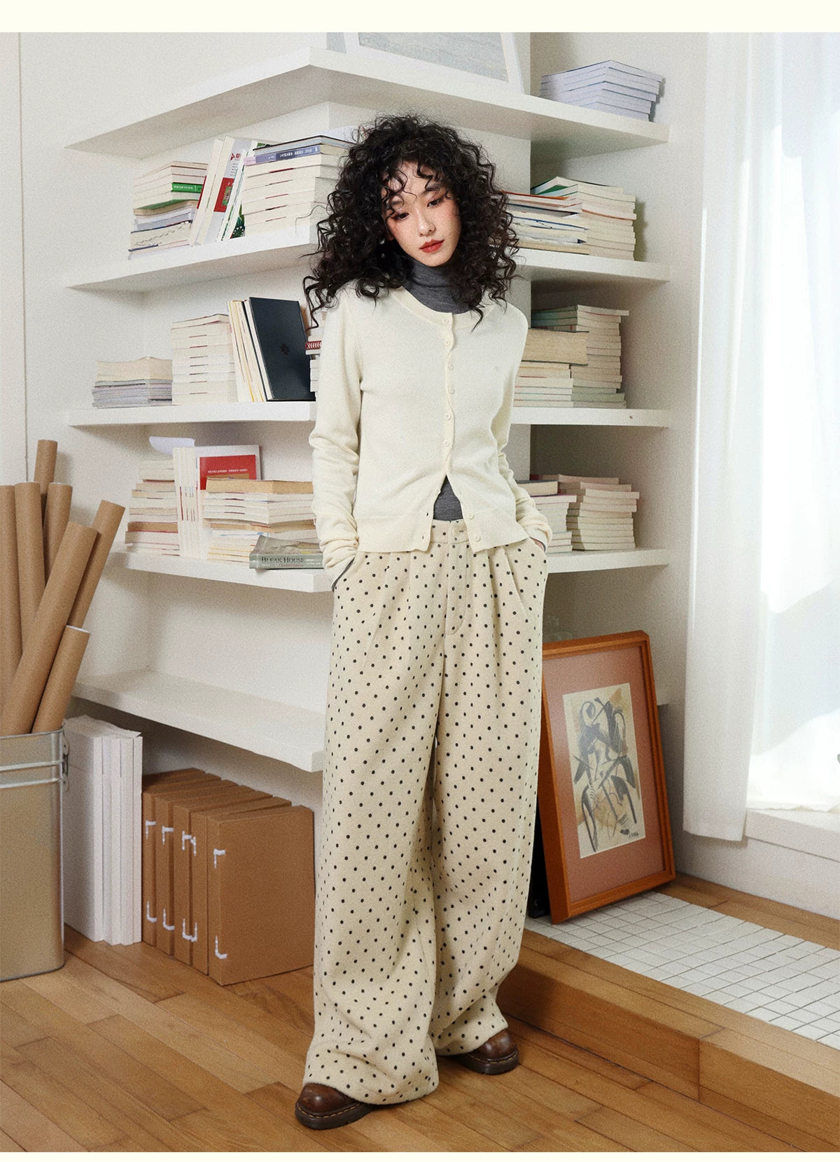 化学少女 | POLKA DOT CASUAL WOOL PANTS【ID:TN00155】