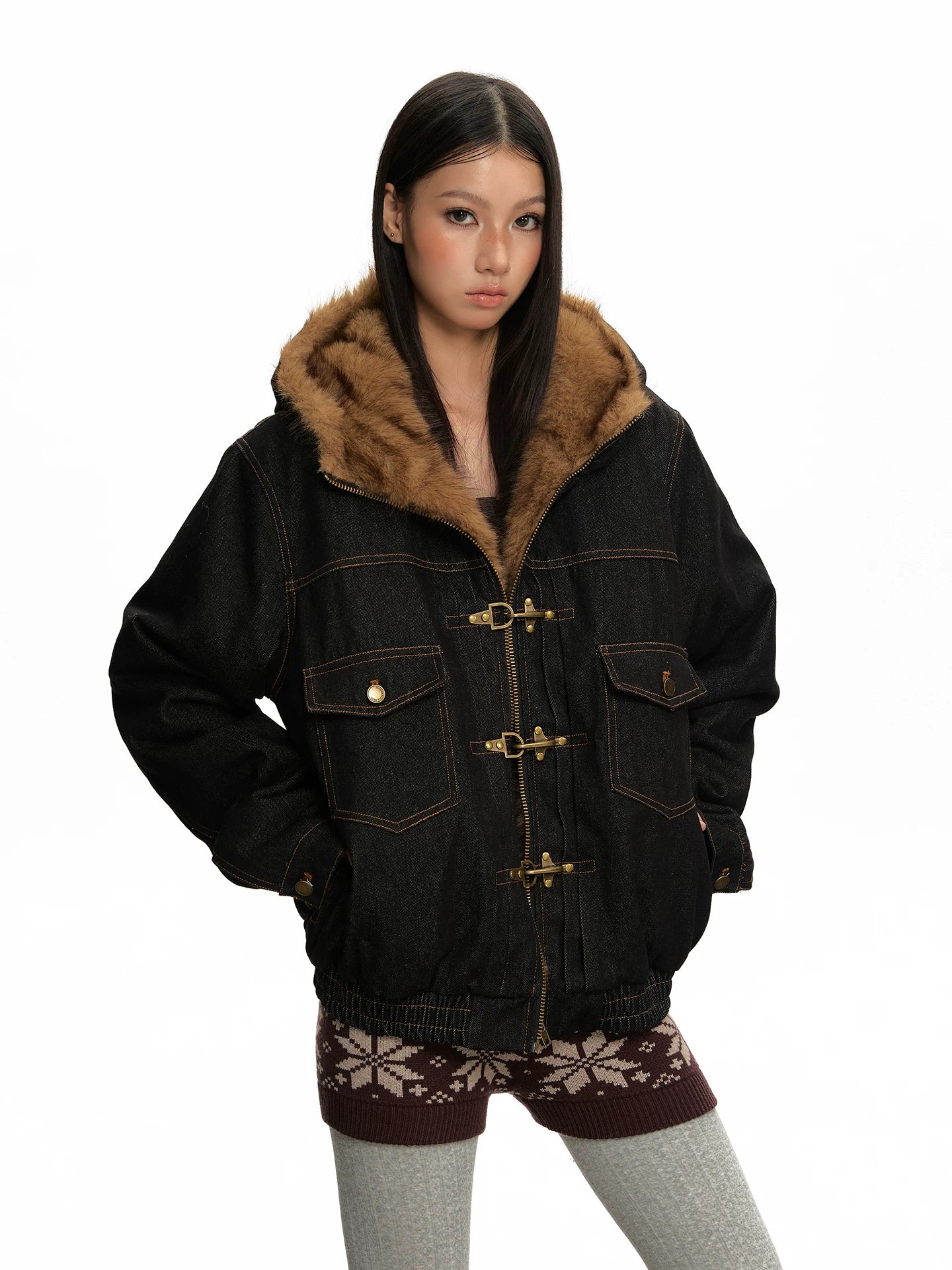 RETRO HOODED DENIM JACKET
