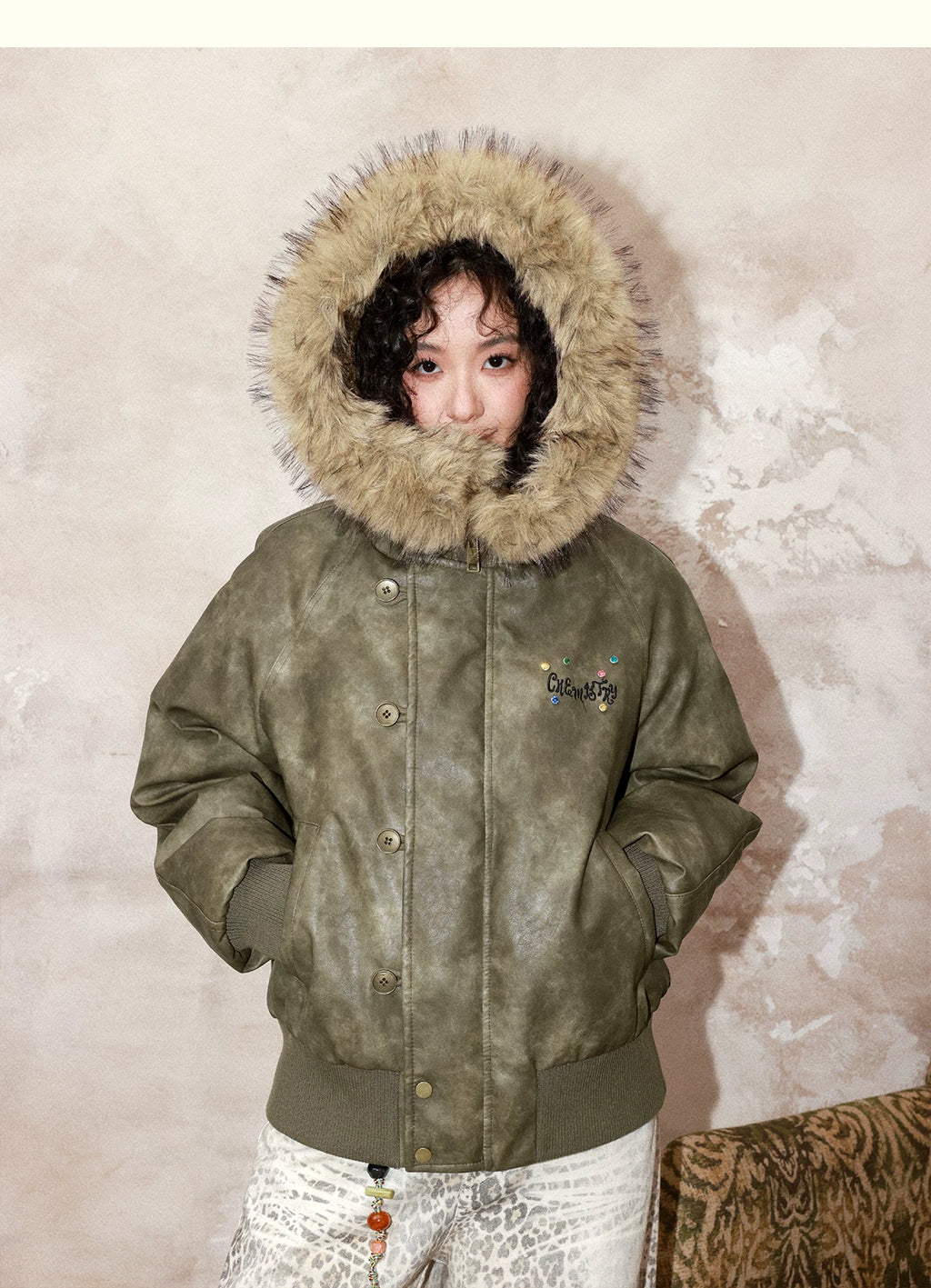 化学少女 | RETRO LEATHER DOWN PARKA【ID:TN00152】