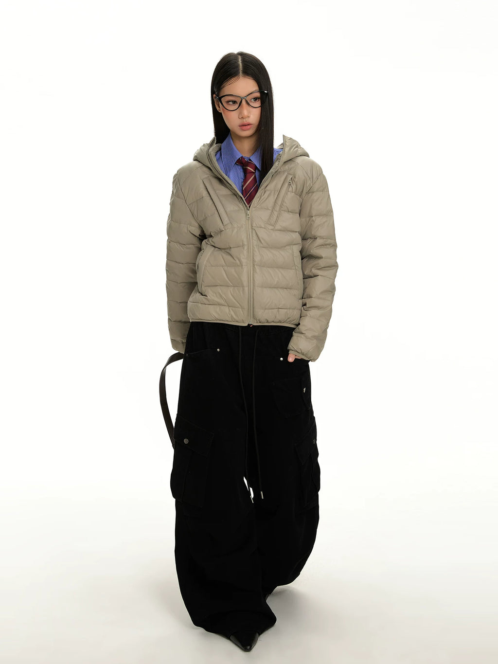 RETRO HOODED SHORT DOWN JACKET